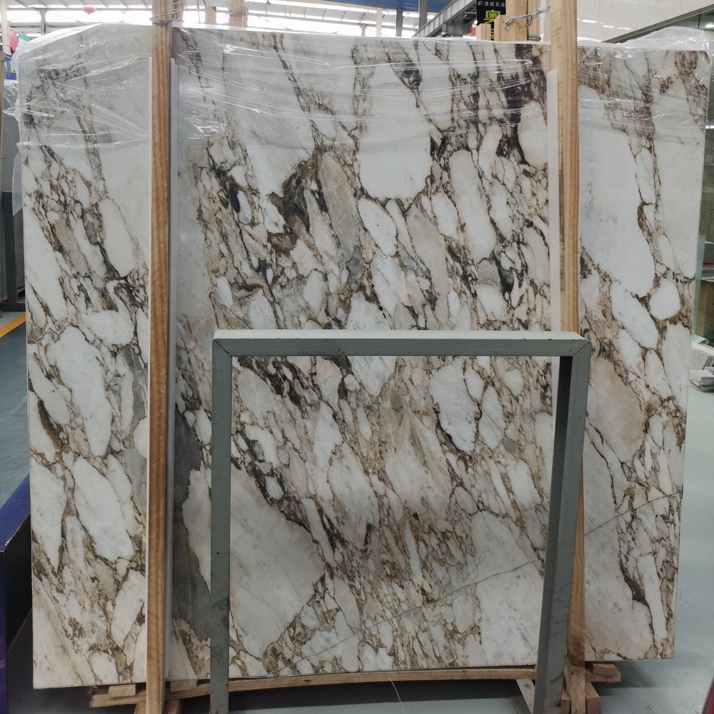 Polished Italy Calacatta White Marble Calacatta Oro Extra Vagli Marble Slab With Golden Veins