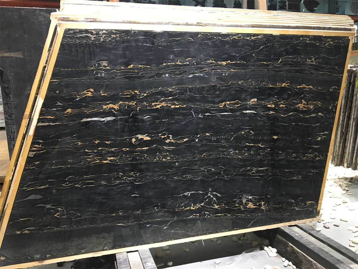 Elegant Good Quality Italy Black Portoro Marble With Gold Veins Gold Portor Marble Slab For Home Decor