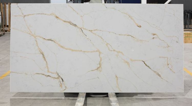 Calacatta Gold Quartz Polished Slabs For Kitchen Countertop Flooring Wall Cladding Interior Design