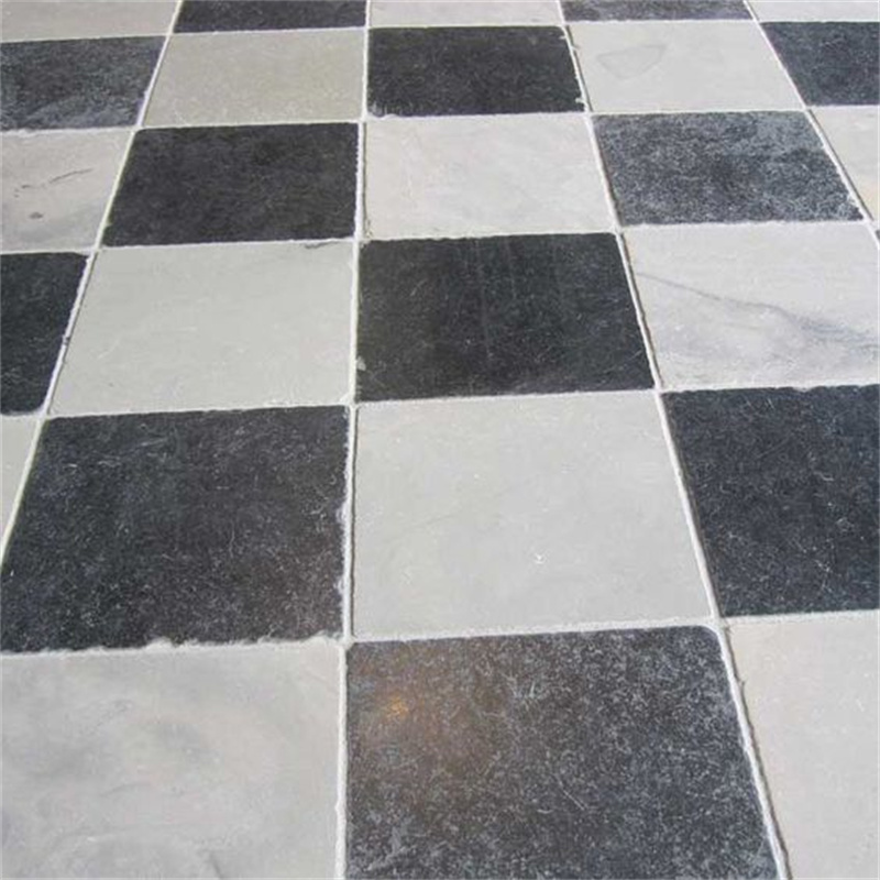 Factory Price Antique Marble Floor Paver Black And White Marble Tumbled Checkered Floor Tiles 24*24