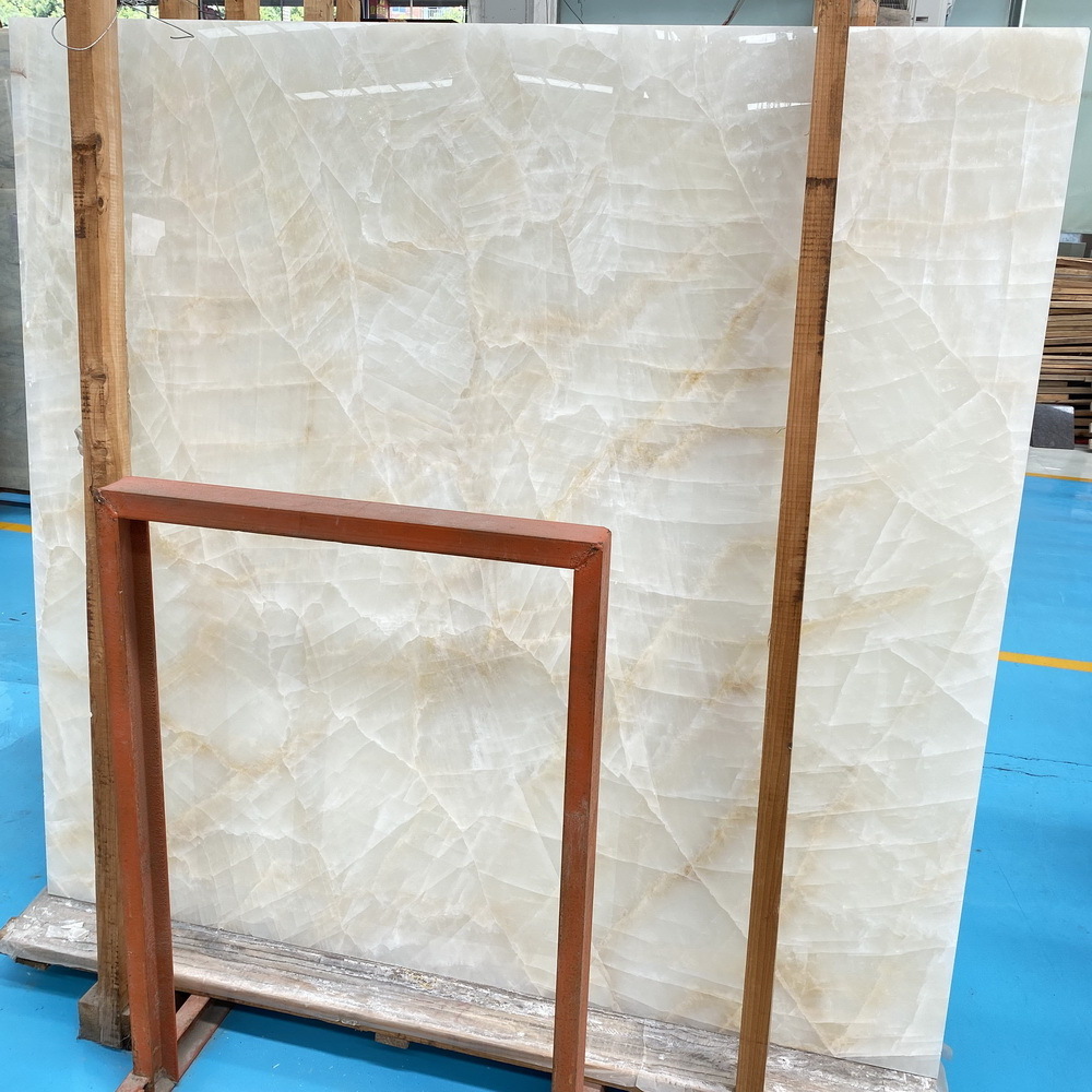 Cheap Price Pure White Onyx Translucent Crystal White Marble Onyx Slab For Interior Wall Panels