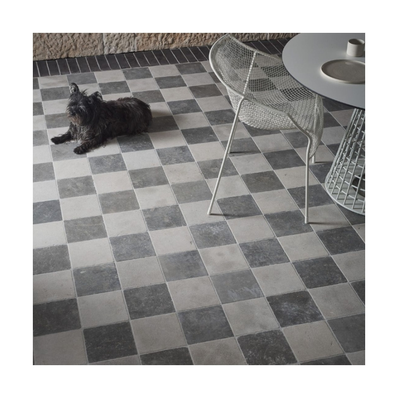 Factory Price Antique Marble Floor Paver Black And White Marble Tumbled Checkered Floor Tiles 24*24