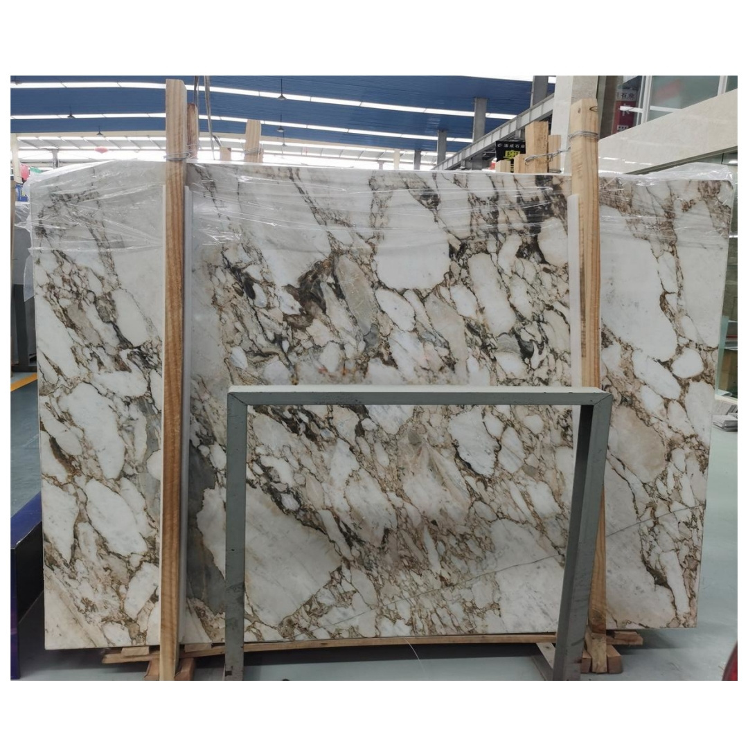 Polished Italy Calacatta White Marble Calacatta Oro Extra Vagli Marble Slab With Golden Veins