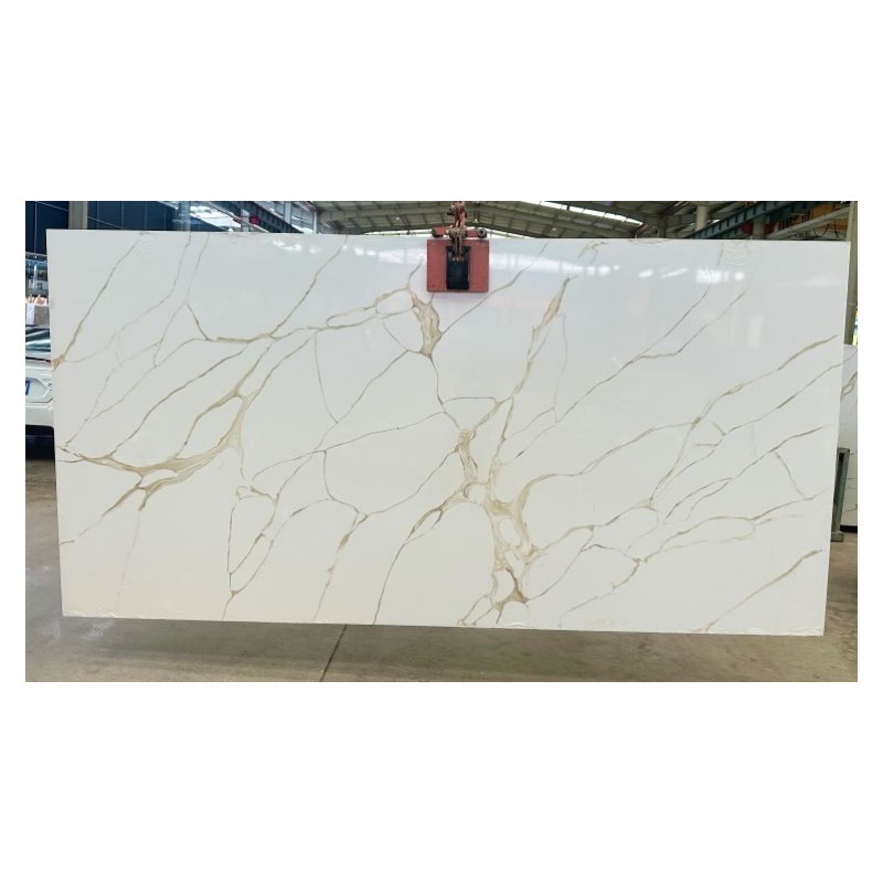 Calacatta Gold Quartz Polished Slabs For Kitchen Countertop Flooring Wall Cladding Interior Design