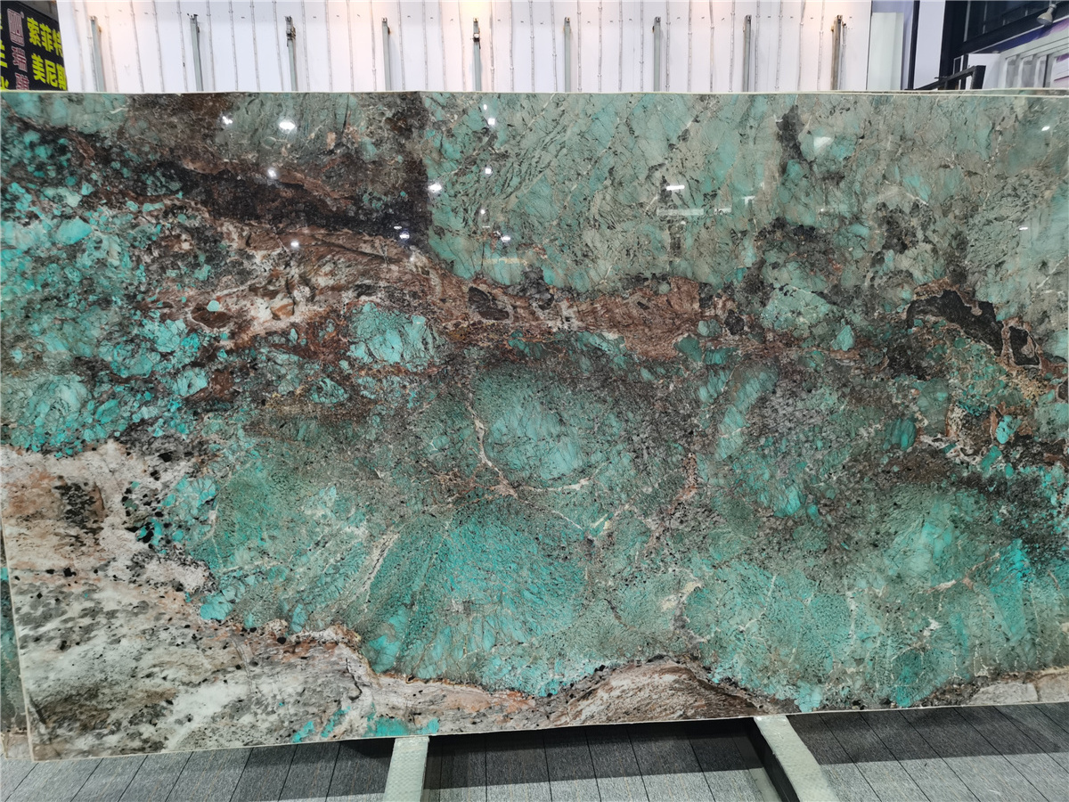 Good Price Luxurious Amazonite Green Polished Quartzite Amazon Green Granite Slabs For High-end Villa