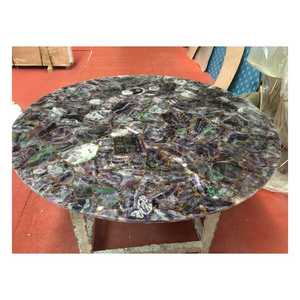 Top Quality Composite Semi-Precious Stone Translucent Laminate Purple Agate Table Tops