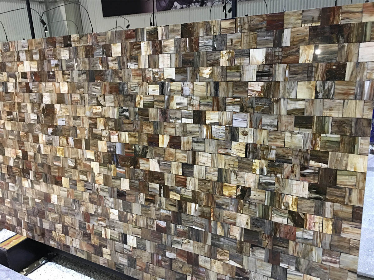 Factory Price Backlit Semiprecious Stone Multicolor Petrified Wood Gemstone Wall Panel Slabs