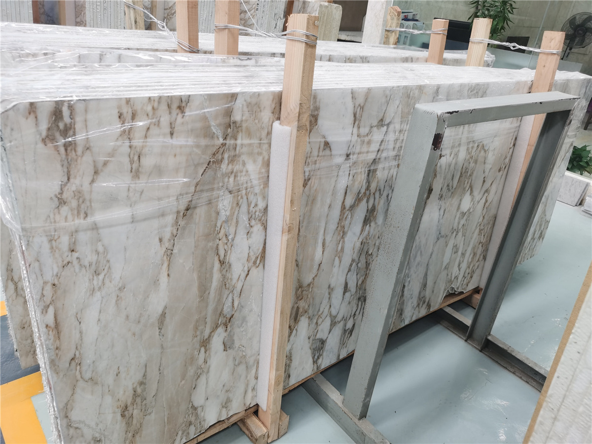 Polished Italy Calacatta White Marble Calacatta Oro Extra Vagli Marble Slab With Golden Veins