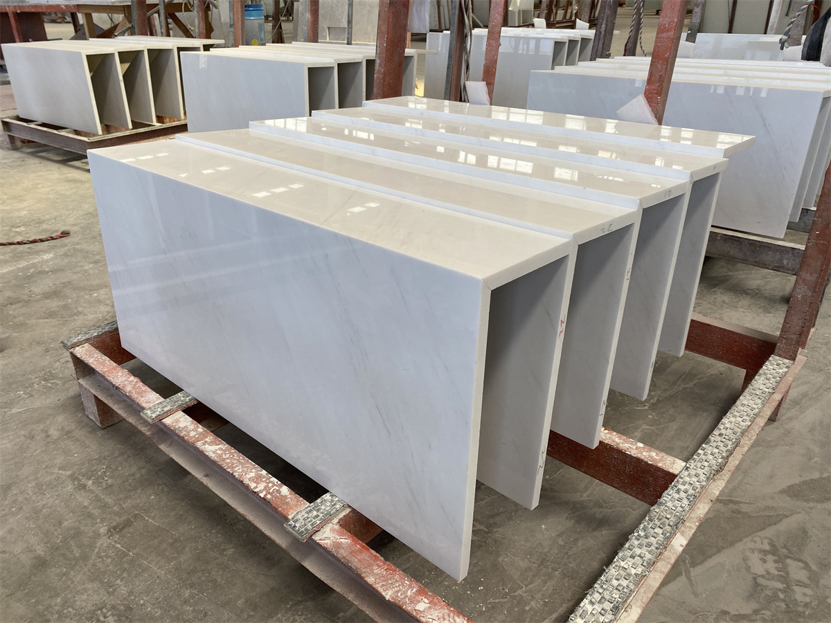 Factory Price Superior Quality Ariston White Marble Kitchen Prefab Countertop With Mitre Edges