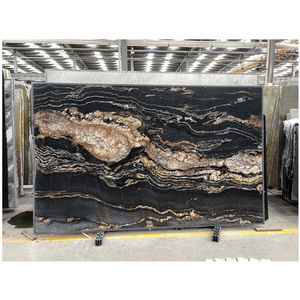 Exotic Brazil Cosmic Black Granite Magma Gold Titanium Leather Granite For Interior Kitchen Counter Tops