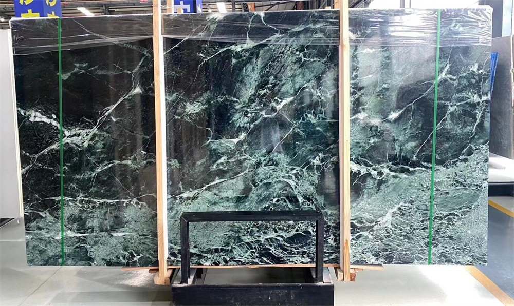 Classic Polished Italy Green Marble Verde Mare Verde Alpi Marble Slab For Luxury Villa Decoration