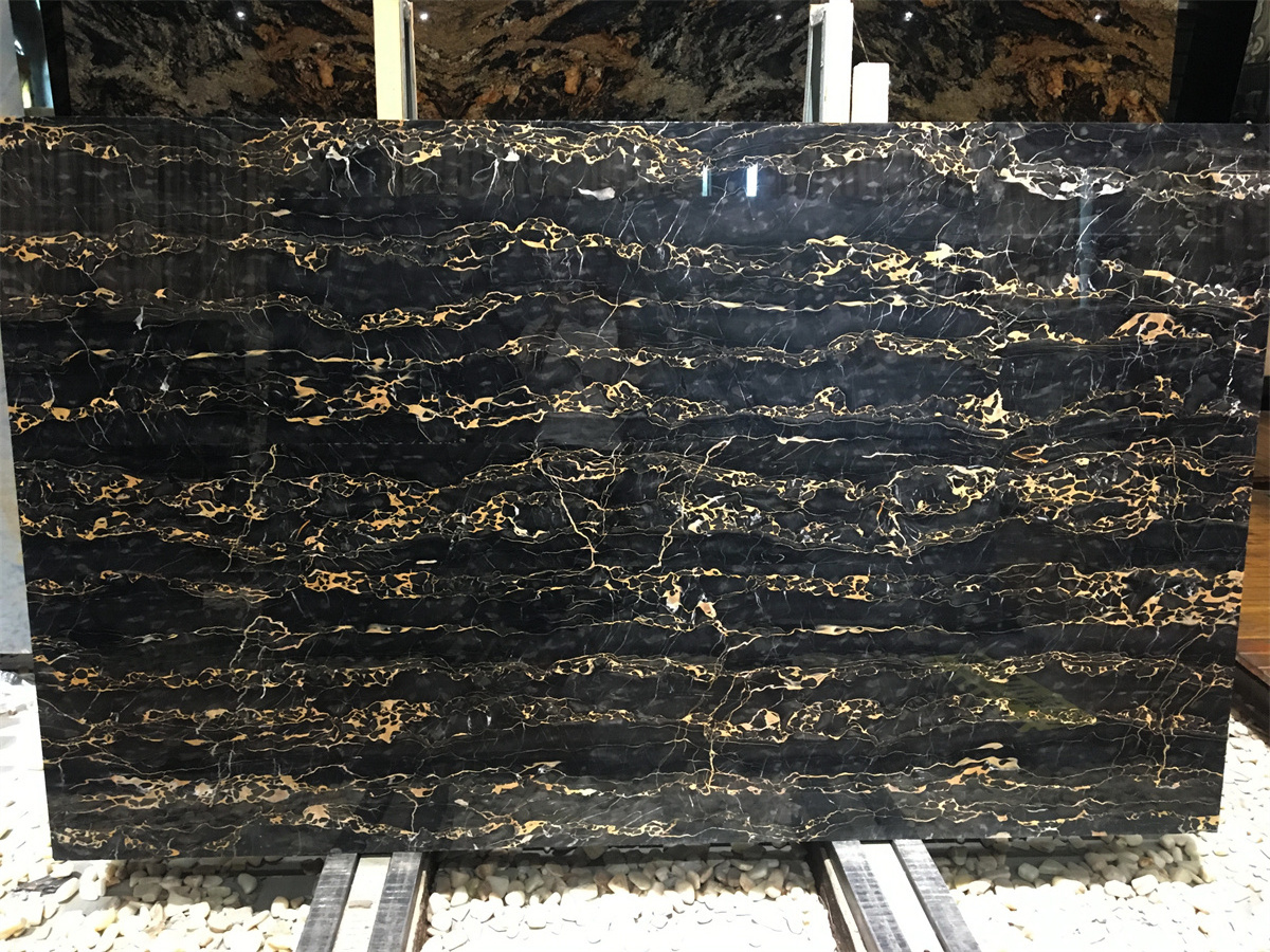 Elegant Good Quality Italy Black Portoro Marble With Gold Veins Gold Portor Marble Slab For Home Decor