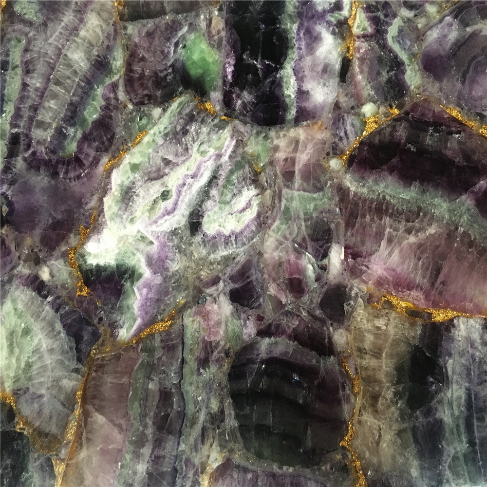 Top Quality Composite Semi-Precious Stone Translucent Laminate Purple Agate Table Tops