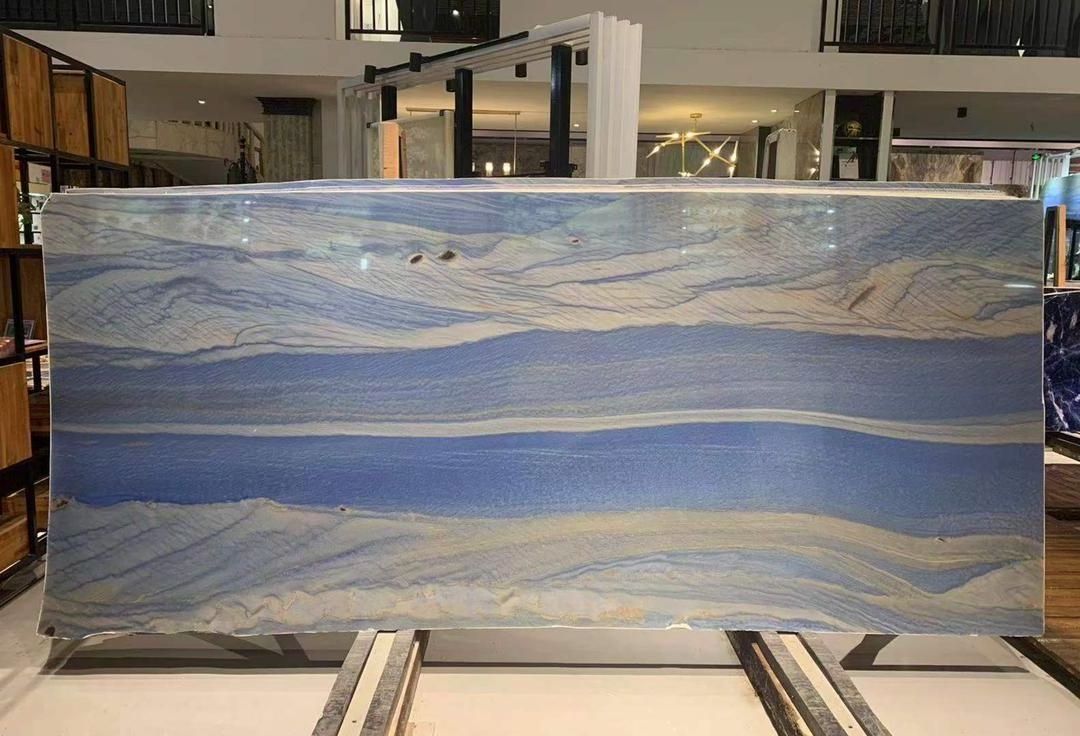 Interior Design Azul Macaubas Quartzite Slabs Tiles Polished Slabs Blue Stone Countertop Natural Stone Quartzite