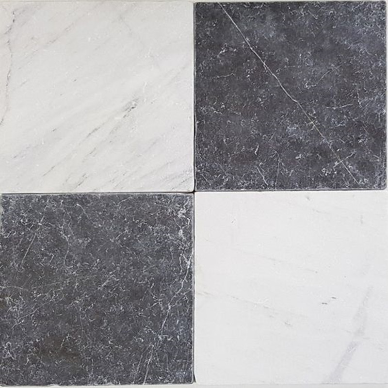 Antique Flooring design tumbled white and black marble tiles for home