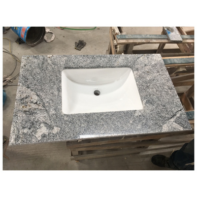 Customized Economical Grey Granite Countertop Viscount White Granite Bathroom Vanity Top With Sink