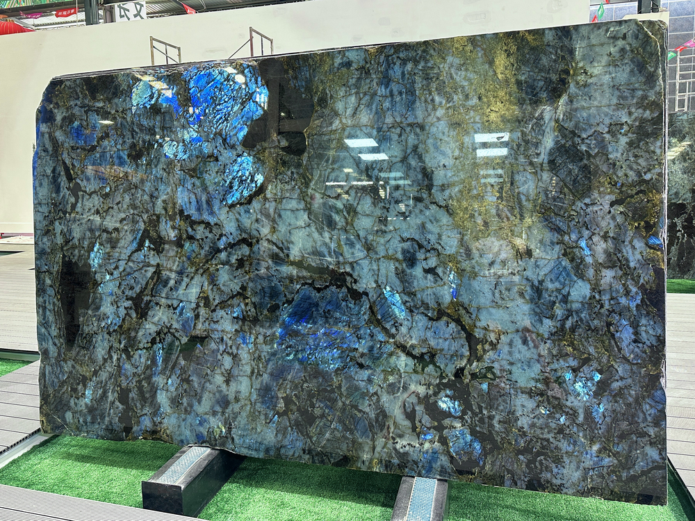 Madagascar Blue River Labradorite Lemurian Blue Granite Slabs for Kitchen Top Bar top