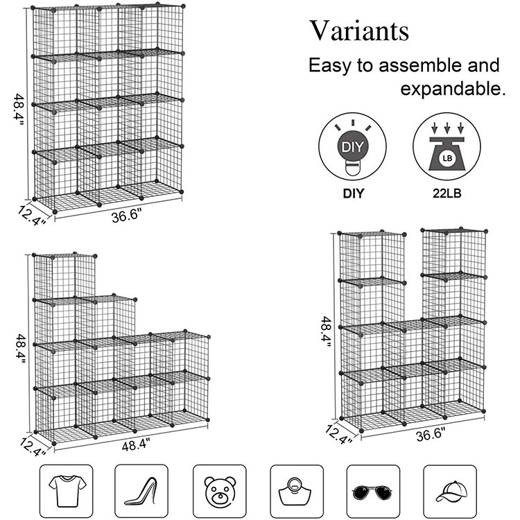 Lanejoy amazon basics nordic foldable 6 cube grid wire storage white cube shelf closet organizer