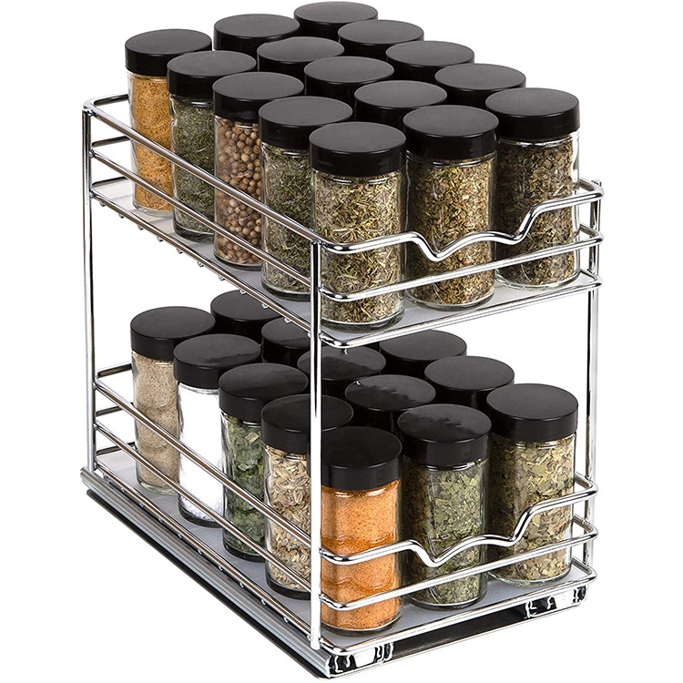 6 Inch Wide Pull Out Spice Rack Organizer Storage Silver Storage Holders & Racks Multifunction Stainless Steel Kitchen Organizer