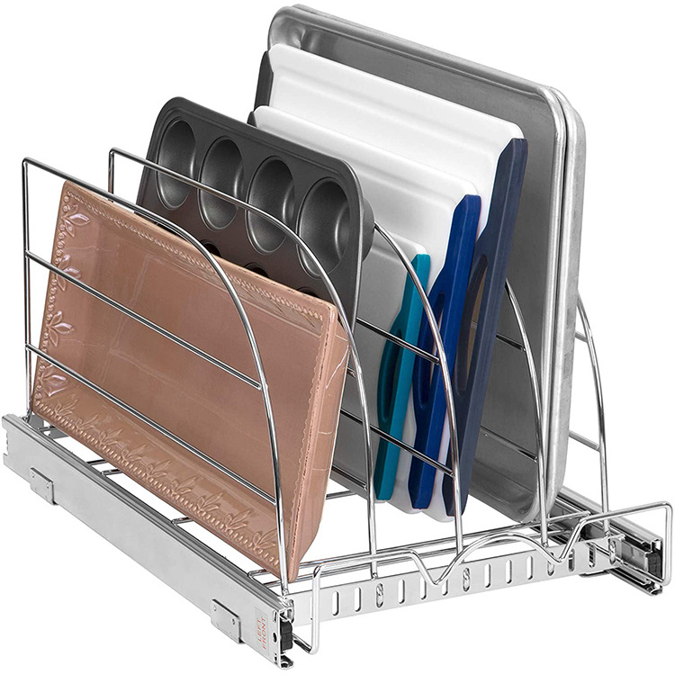 Lanejoy Heavy Duty Kitchen Organizer Sliding Rack Metal Pull Out Organizer for Cutting Board Under Sink Cabinet