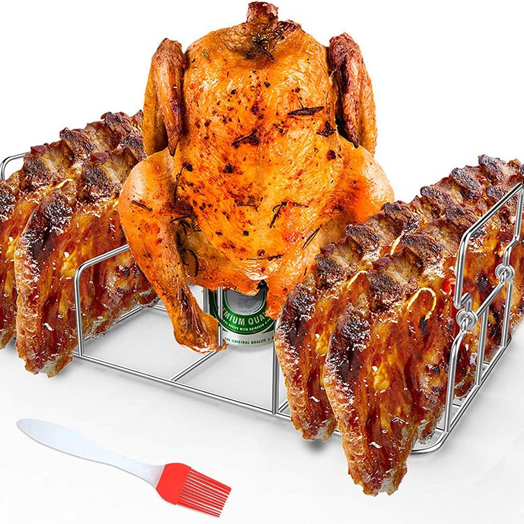 High Quality Stainless Steel Grill Accessories Chicken Roaster Beercan Chicken Rack BBQ Roasting Holder