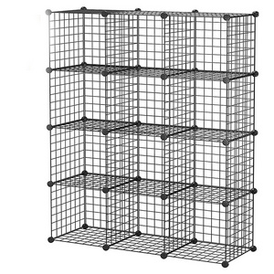 Lanejoy 12-Cube Metal Grids Storage Bins Shelving Modular Bookshelf Closet Cabinet Shelf Wire Cube Storage Organizer