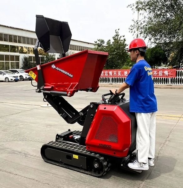 Self loading mini dumper crawler garden loader automatic wheelbarrow Rhinoceros 800kg small dumper for sale in Greece