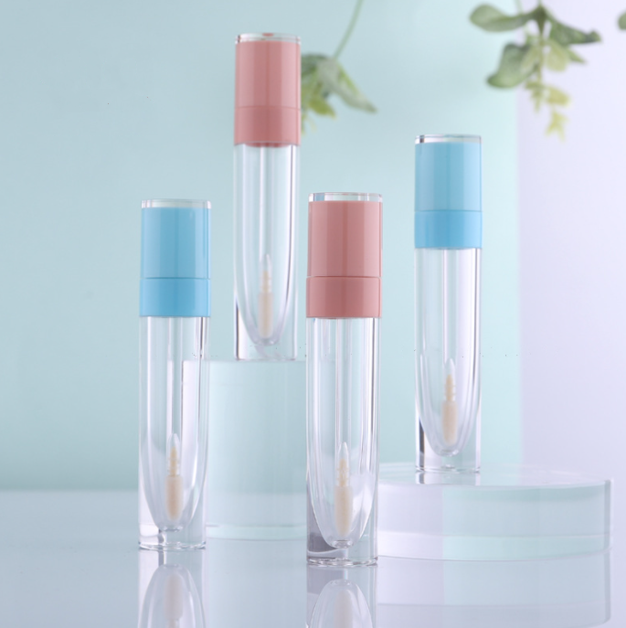 Fashion design 7ml clear top cylinder shape liquid lipstick tube lip gloss container