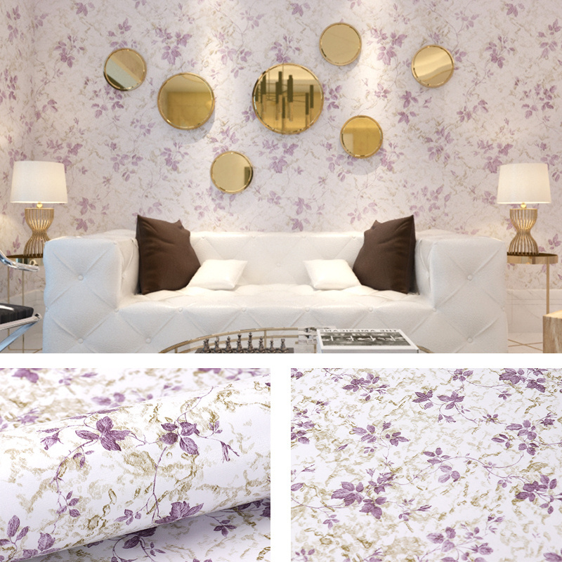 Italian Modern Antique Floral Purple 3d Glue Wallpaper Black Pink Flowers floral Wallpaper Wall