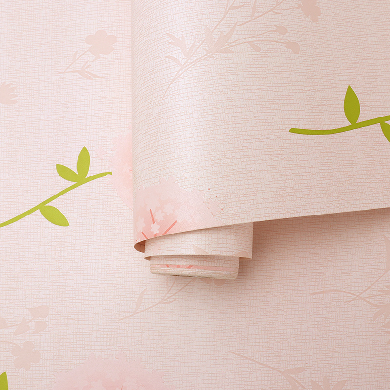 Romantic pink love and branch self-adhesive wallpaper wholesale korea 3d picture wallpaper against water for bathrooms