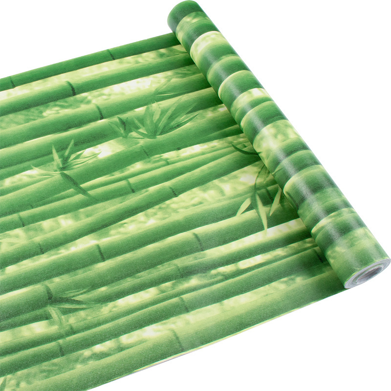 Factory supply Many green leaf patterns wall paper rolls home decoration pvc self adhesive nature bamboo wallpaper