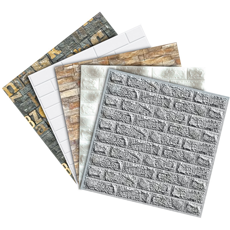 grey self adhesive PE wall panel brick wall sticker 3d foam wallpaper for home decor