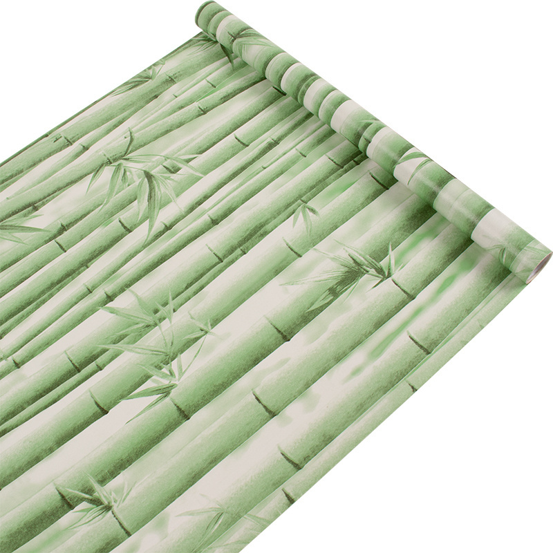 Factory supply Many green leaf patterns wall paper rolls home decoration pvc self adhesive nature bamboo wallpaper