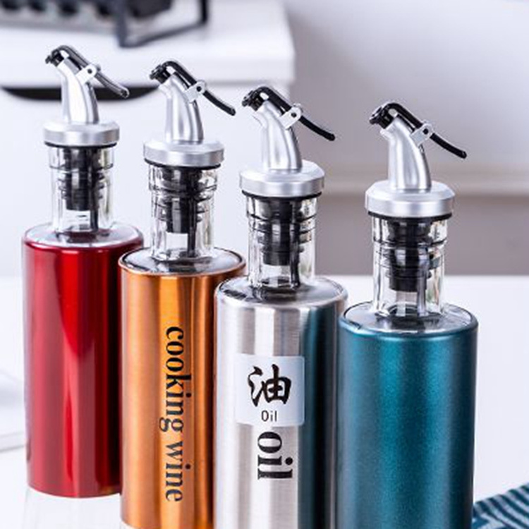 Ins Style Seasoning Oil Storage Bottle Olive Oil and Vinegar Dispenser Kitchen Stainless Steel Oil Dispenser