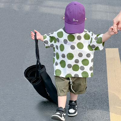 Children's T-shirts summer clothes new boys' t-shirts short-sleeved polka dots foreign summer clothes baby cotton tops