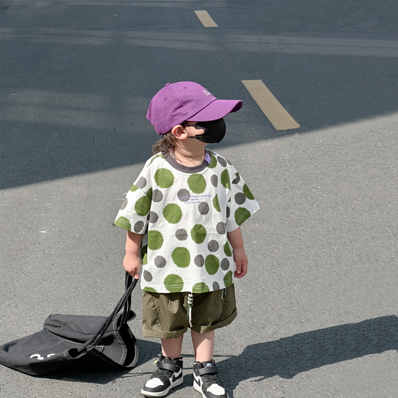 Children's T-shirts summer clothes new boys' t-shirts short-sleeved polka dots foreign summer clothes baby cotton tops