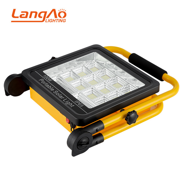 Smart ABS Outdoor Waterproof Ip65 Portable Usb Rechargeable Landscape Garden Camping 50w 100w Led Solar Flood Light