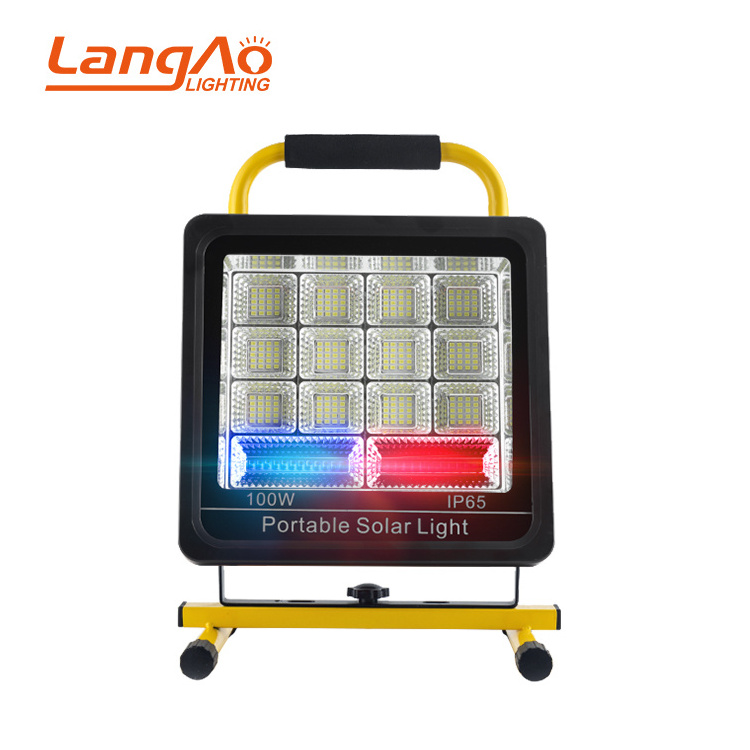 Energy Saving Solar Power Portable Colour Waterproof Ip65 Outdoor 50w 100w Integrated Led Floodlight