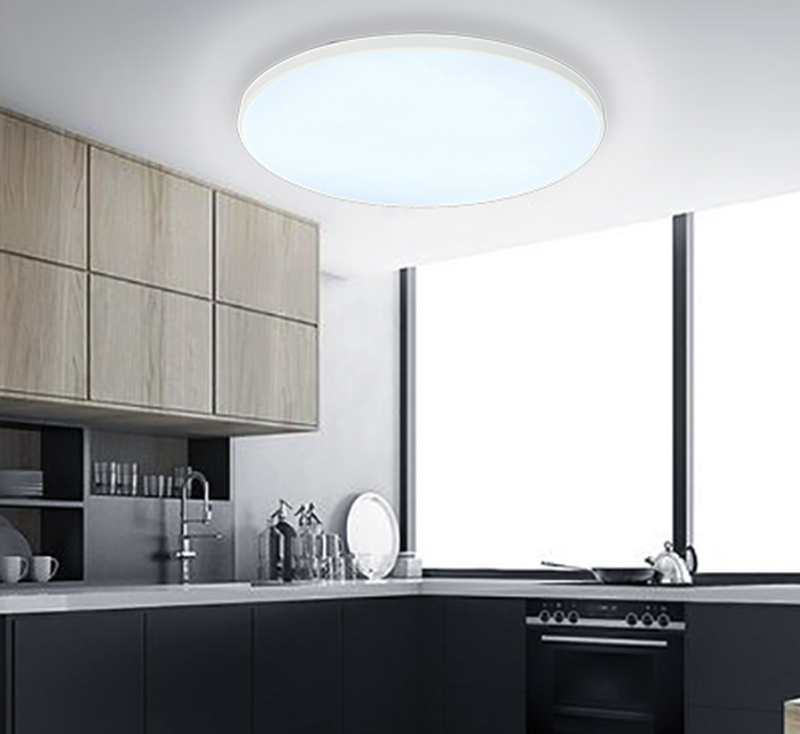 Kitchen Modern Simple Panel Ceiling Mounted Tri-proof Lighting Fixture LED Round Plastic Ceiling Light Covers