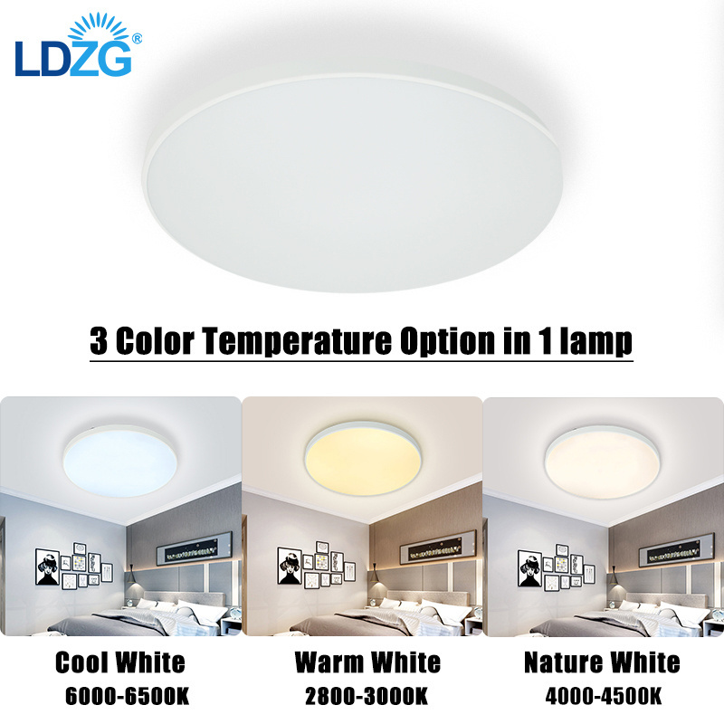 Kitchen Modern Simple Panel Ceiling Mounted Tri-proof Lighting Fixture LED Round Plastic Ceiling Light Covers