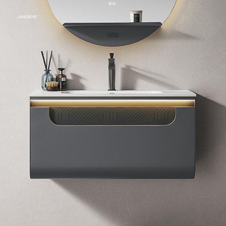 Hanging Touch Led Light Wall Mirror Medicine Storage Black Bathroom Vanity Cabinet Under Basin