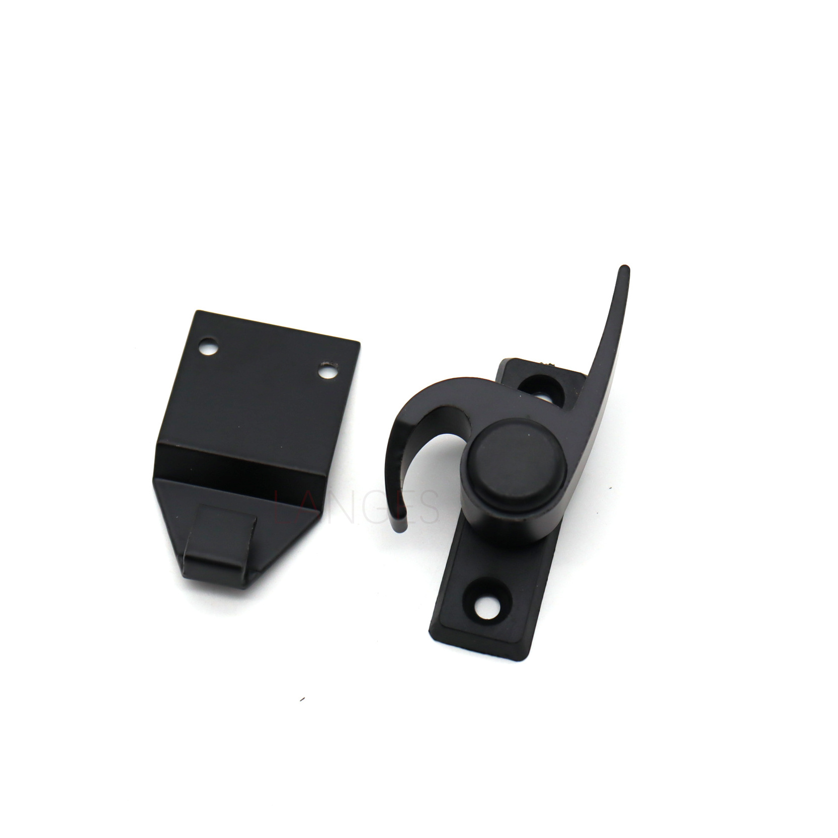 Building Hardware Balcony Kitchen Aluminum alloy Door Latch Hook Lock Black Sliding Window Crescent Safety Lock