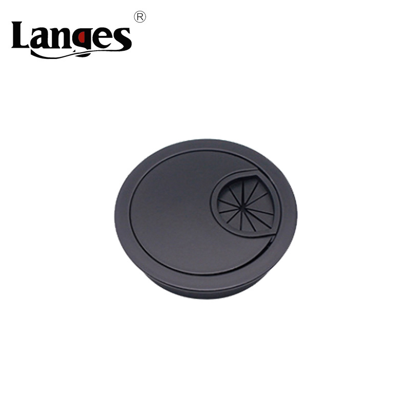 Furniture Hardware 60 80 Office Computer Desk Cover Wire Hole Black Round Plastic Cable Grommet