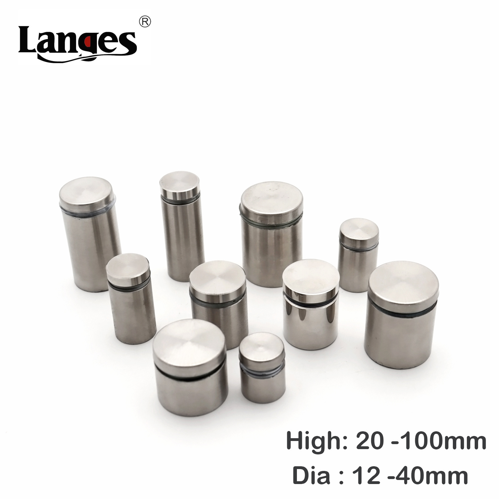 Stainless Steel Acrylic Display Board Advertising Hollow Stand off Fixing Screw Spacers For Signs