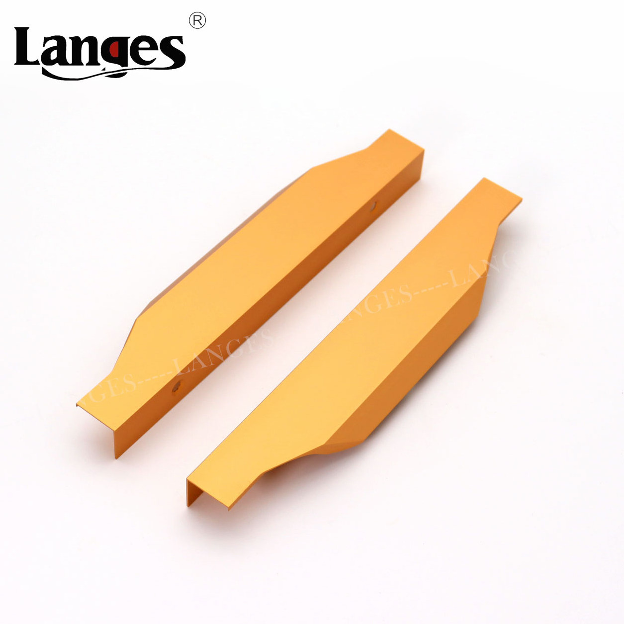 OEM Kitchen Cloakroom Closet Cabinet Door Aluminum Profile Brush Gold Hidden Trapezoid Finger Edge Pulls Handle