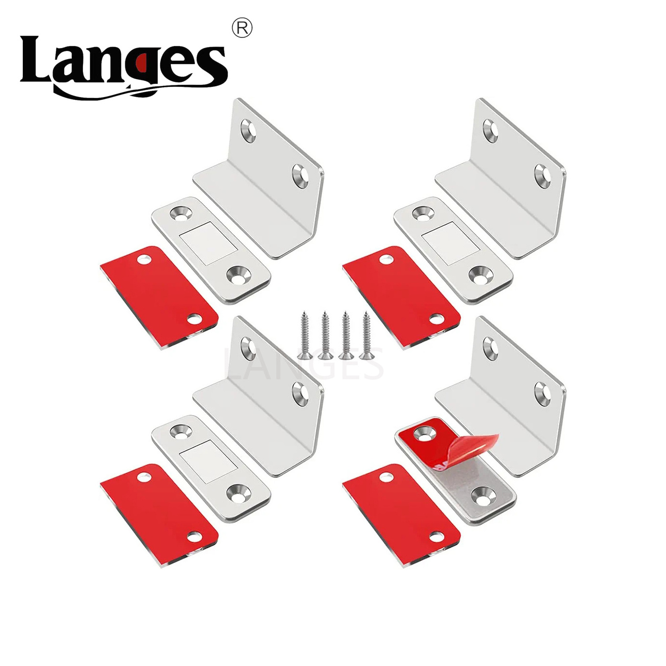 Heavy-duty Tape Kitchen Closet Drawer Ultra Thin Cabinet Latch L Shape Metal Adhesive Magnetic Door Catch