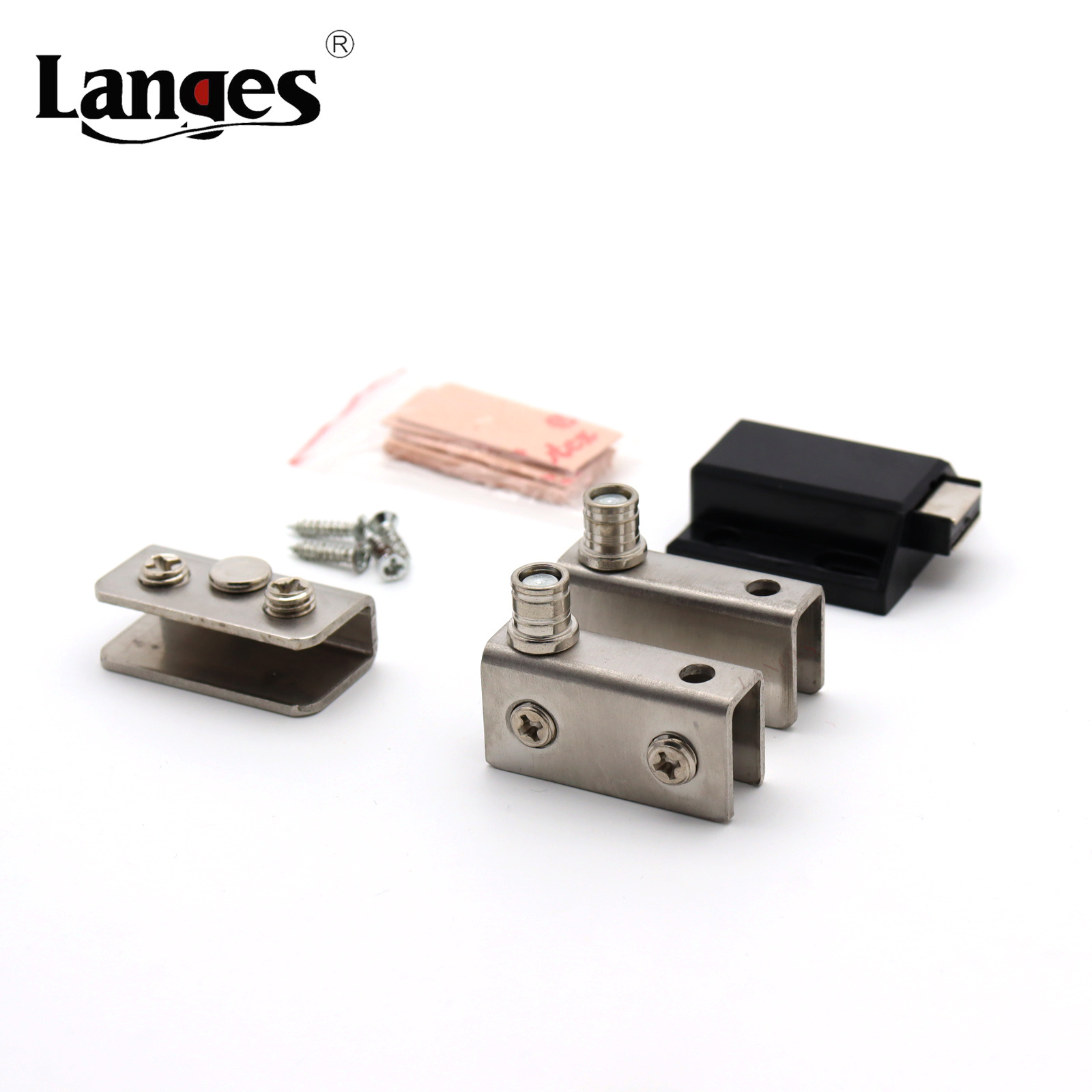 Easy Install Stainless Steel Hinge Single Side Rebound Wine Cabinet Glass Door Hinge Magnetic Catch Latch Set