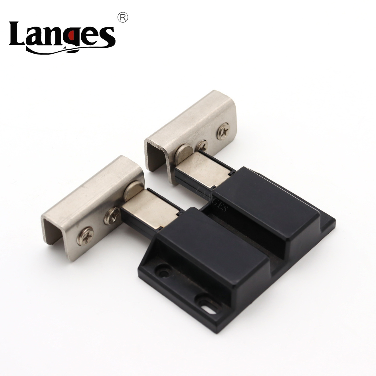 Wine Cabinet Hinge Set Double Side Kitchen Glass Door Free Punching Pivot Hinge Magnetic Catch With Clamp