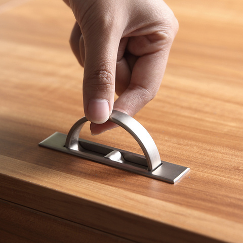 Furniture Hardware 180 Degree Rotating Concealed Zinc Alloy Hidden Grip Drawer Tatami Pull Handle