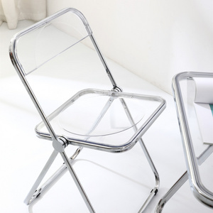 Wholesale Cheap Scandinavia Wedding Dining Metal Clear Transparent Plastic Foldable Office Acrylic Folding Chair for Events